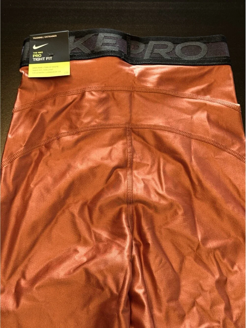 Nike Pro Metallic Cool Rose High-Waisted 7/8 Training Tights DA0570-691 Size XXS